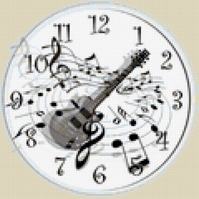 Часы с гитарой - гитара, часы, ноты, часики, музыка - предпросмотр