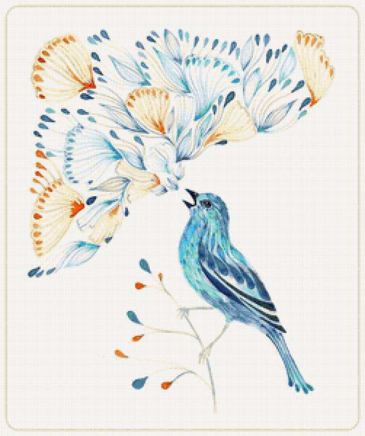 Серия "Птицы в узорах" - птицы, синяя птица, узоры - предпросмотр
