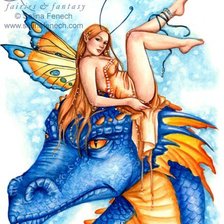 Оригинал схемы вышивки «девушка-бабочка и дракон» (№121724)