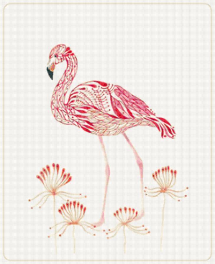 Серия "Птицы в узорах" - птицы, фламинго - предпросмотр
