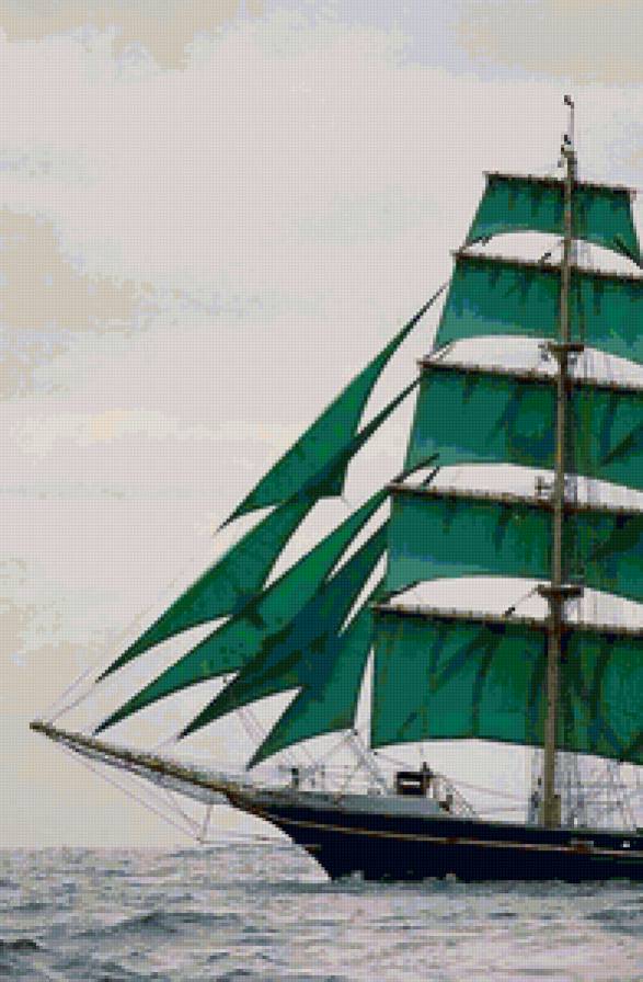 корабль - романтика, зелень, море - предпросмотр