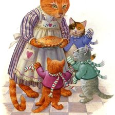Оригинал схемы вышивки «Кошка с котятами» (№122154)