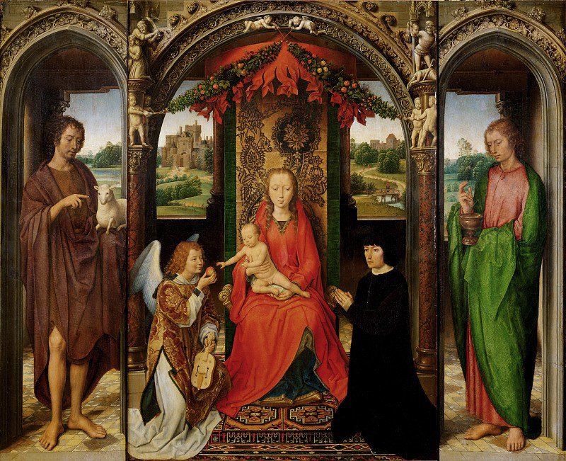 триптих - богоматерь с младенцем - живопись, девушка, триптих, икона, картина, святая - оригинал