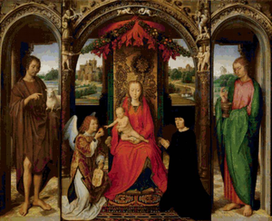 триптих - богоматерь с младенцем - девушка, живопись, триптих, картина, икона, святая - предпросмотр