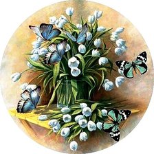 Оригинал схемы вышивки «бабочки на цветах» (№122810)