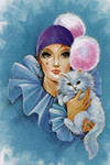 Оригинал схемы вышивки «дама с котом» (№122872)