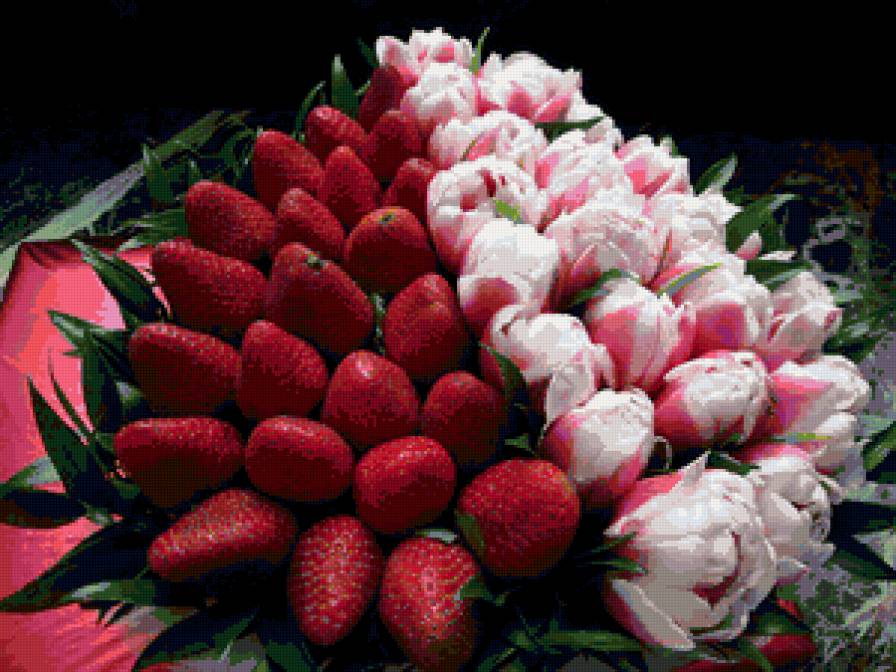 Букет из тюльпанов и клубники - цветы, тюльпаны, букет, праздник, клубника - предпросмотр