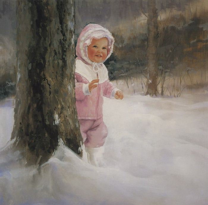 Серия "Очаровашки" - дети, пейзаж, девочка, зима - оригинал
