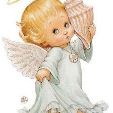 Оригинал схемы вышивки «ангелочек с ракушкой» (№123486)