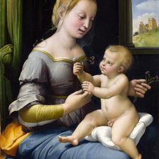 Оригинал схемы вышивки «Raphael - The Madonna of the Pinks (La Madonna dei Garofani)» (№124175)