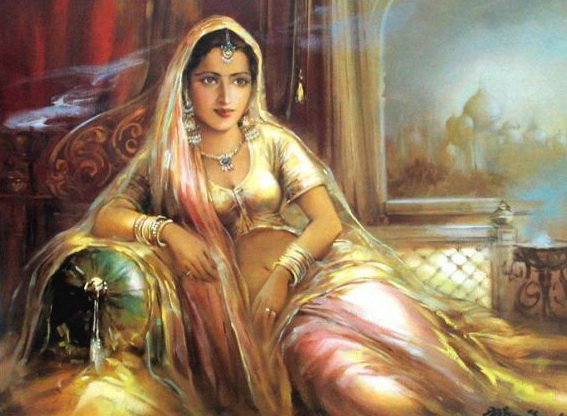 Индийские мотивы - 4 - восток, девушка, картина, портрет, живопись, индия - оригинал