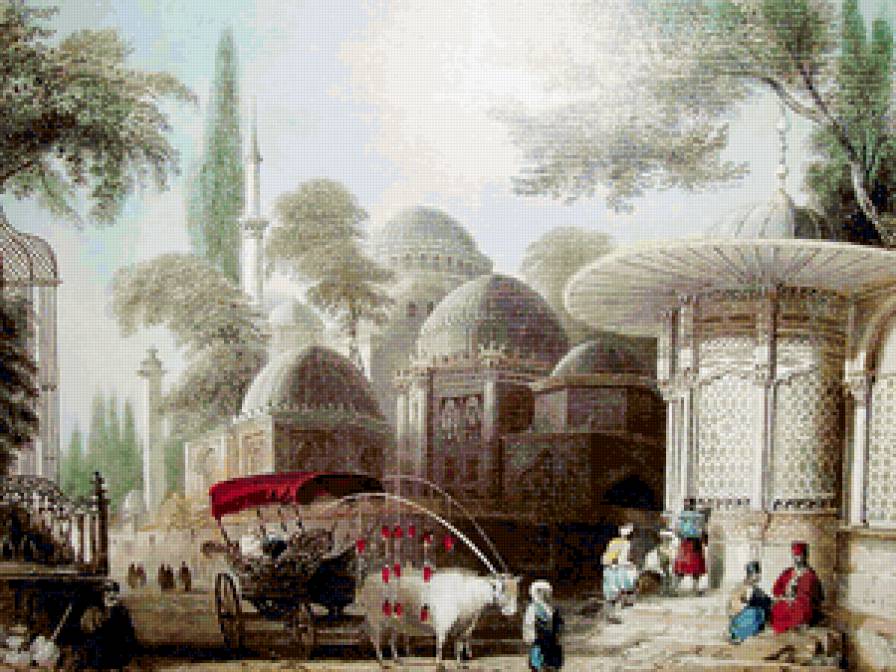 Турецкий город - город, пейзаж, картина - предпросмотр