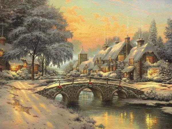 Зимнее очарование - зима, пейзаж, мостик - оригинал