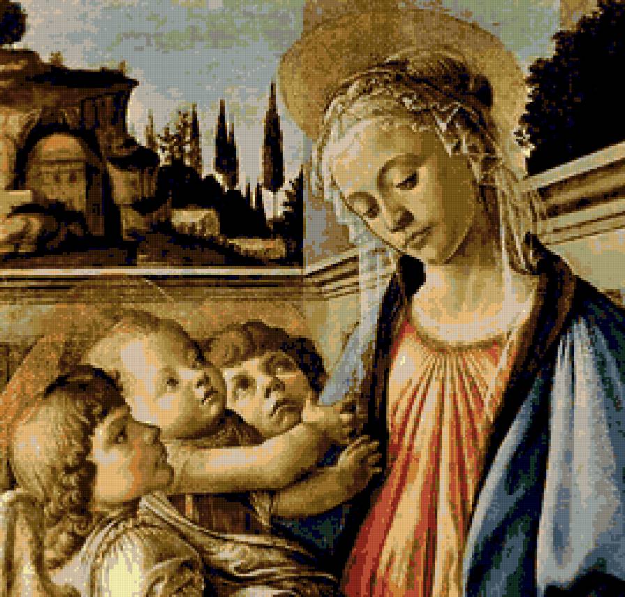 Боттичелли_Мадонна с младенцем и ангелами - портрет - предпросмотр