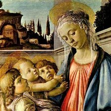 Схема вышивки «Боттичелли_Мадонна с младенцем и ангелами»
