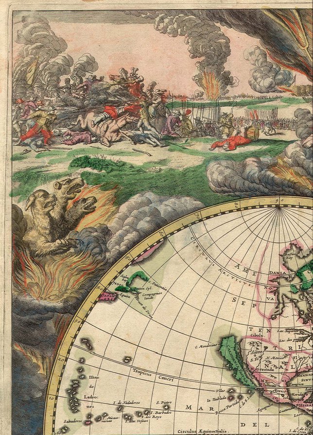 Карта мира 1680 г (верх -1) - картина, карта, для библиотеки - оригинал