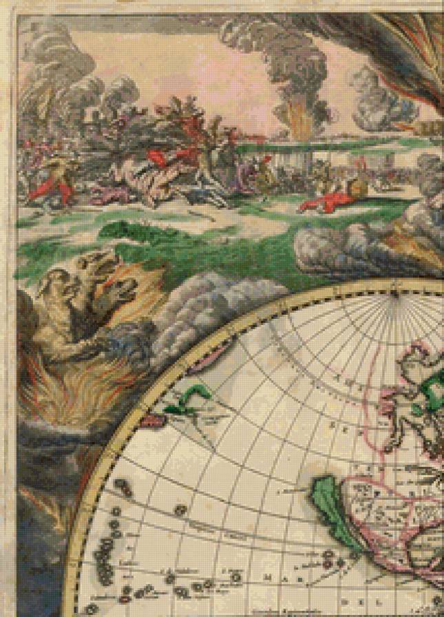 Карта мира 1680 г (верх -1) - картина, карта, для библиотеки - предпросмотр