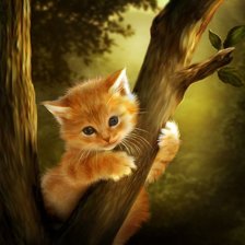 Схема вышивки «котенок на дереве»