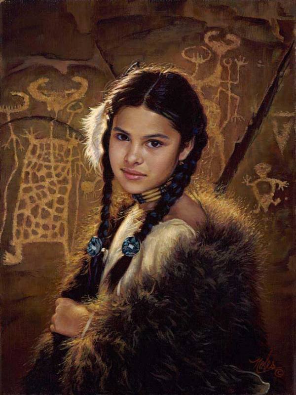 Индейские мотивы - 1 - живопись, девушка, картина, портрет - оригинал