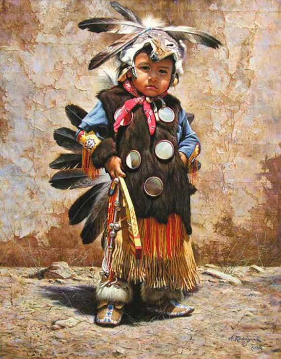 Индейские мотивы - 3 - ребенок, живопись, портрет, картина - оригинал