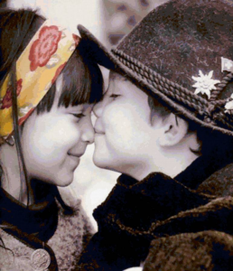 Первый поцелуй - дети, пара, романтика - предпросмотр