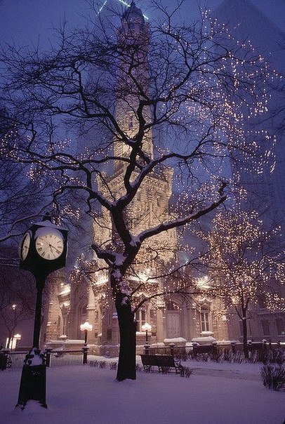 Заснеженный город - снег, зима, городской пейзаж - оригинал