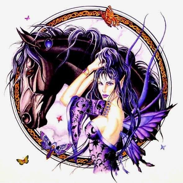 Фея - девушка, фэнтези, природа, животные, лошади, миф, фея - оригинал