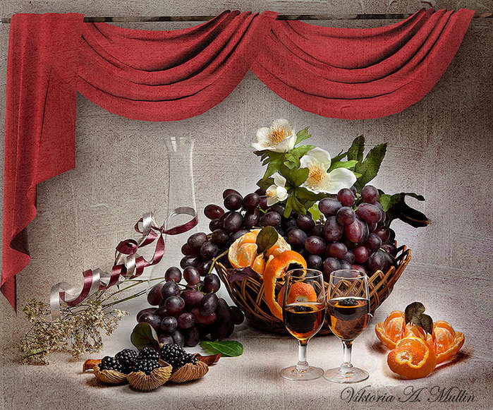Натюрморт с виноградом - натюрморт, картина, фрукты - оригинал