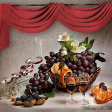 Оригинал схемы вышивки «Натюрморт с виноградом» (№126580)