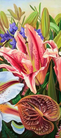 триптих лилии 2 - лилии, орхидеи, цветы - оригинал