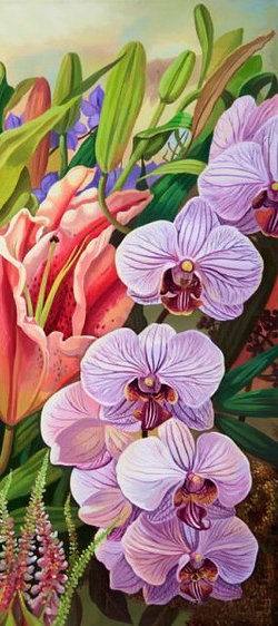 триптих лилии 3 - орхидеи, лилии, цветы - оригинал