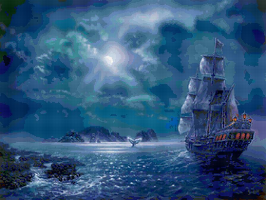 Серия корабли - ночь, корабль, природа, море - предпросмотр
