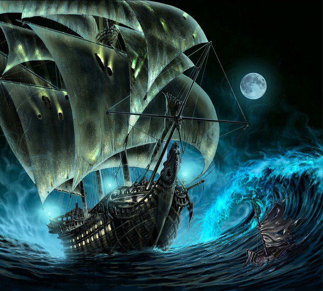 Серия корабли - море, природа, корабль, ночь - оригинал