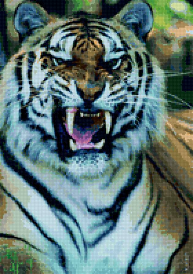 Тигр сердится - животные, тигры - предпросмотр