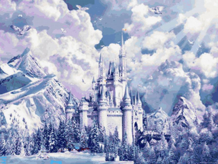 Зимний замок - зима, пейзаж, снег, замок - предпросмотр
