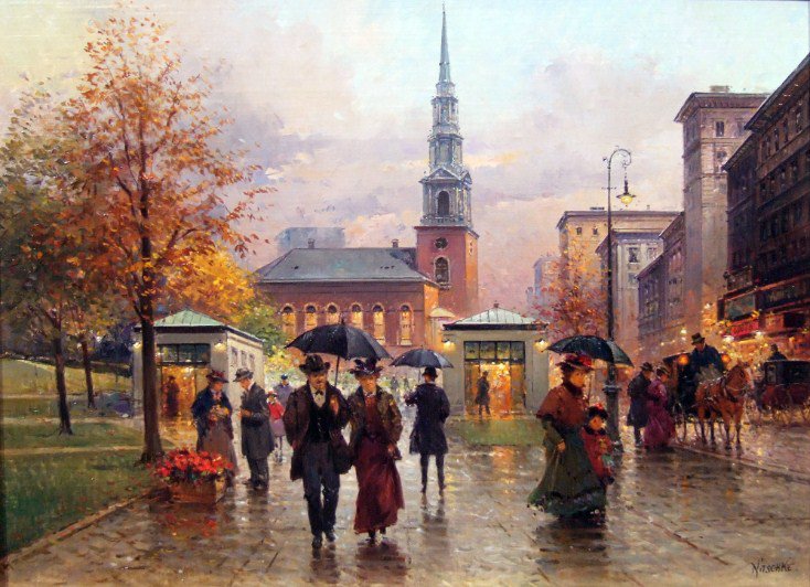 Осенний город - дождь, городской пейзаж, дом, осень, улица, город - оригинал