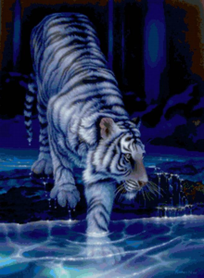 Тигр анимашка - хищник, тигр, вода - предпросмотр