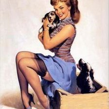 Схема вышивки «девушка со щенком»