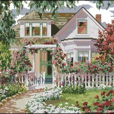 Оригинал схемы вышивки «домик в саду» (№128328)