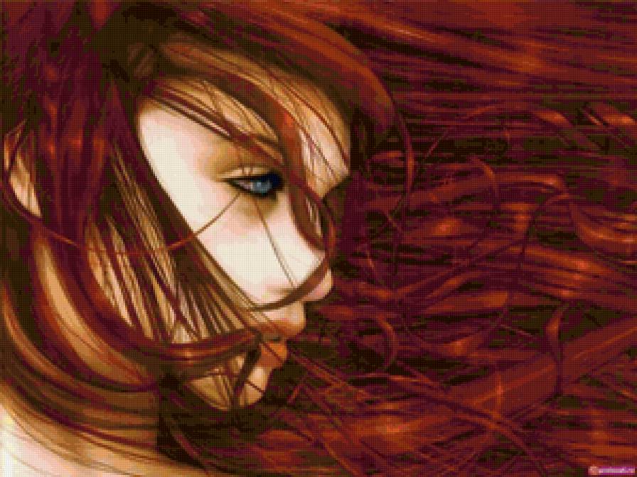 №128370 - портрет, ветер, девушка, рыжая - предпросмотр