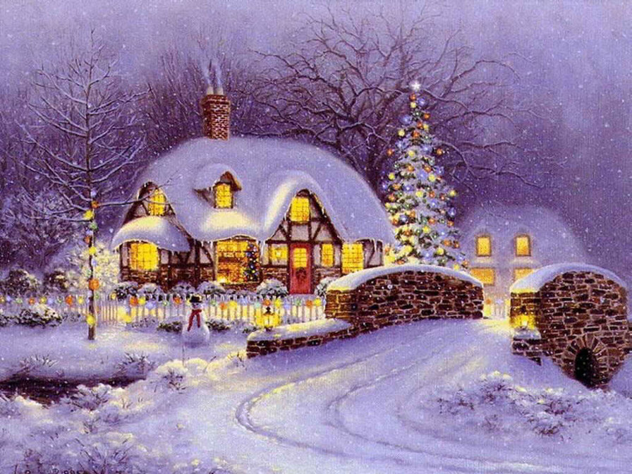 Зима - дом, новый год, зима, сннег - оригинал