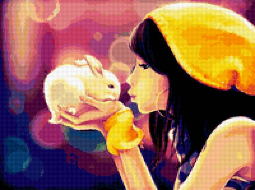 Девушка и кролик - аниме, восток, девушка, кролик, япония - предпросмотр