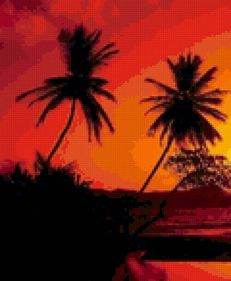 Пальмы - пальмы, закат - предпросмотр