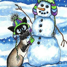 Кот и снеговик