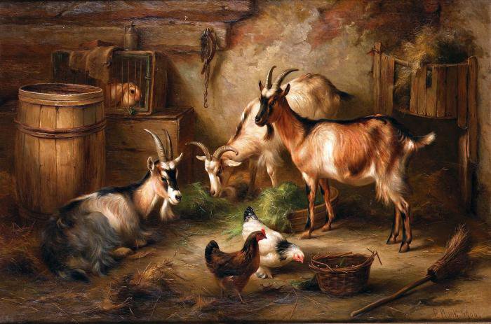 козы - живопись, животные - оригинал