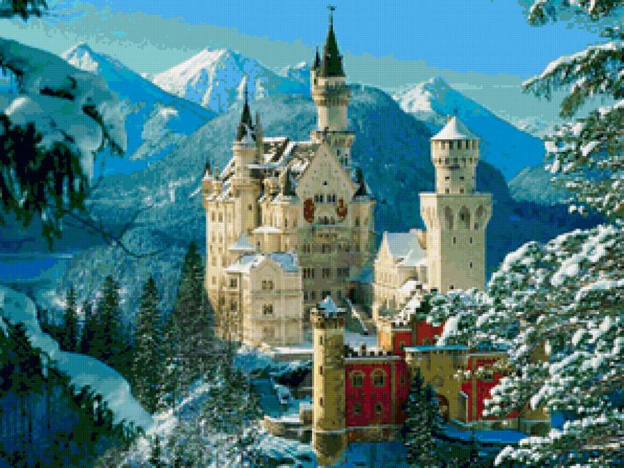 Немецкий замок - замок, пейзаж, картина, фентази - предпросмотр
