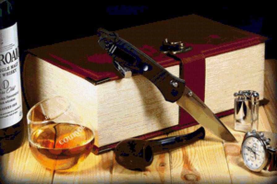 Мужской набор - нож, часы, книга, бокал, зажигалка, виски - предпросмотр