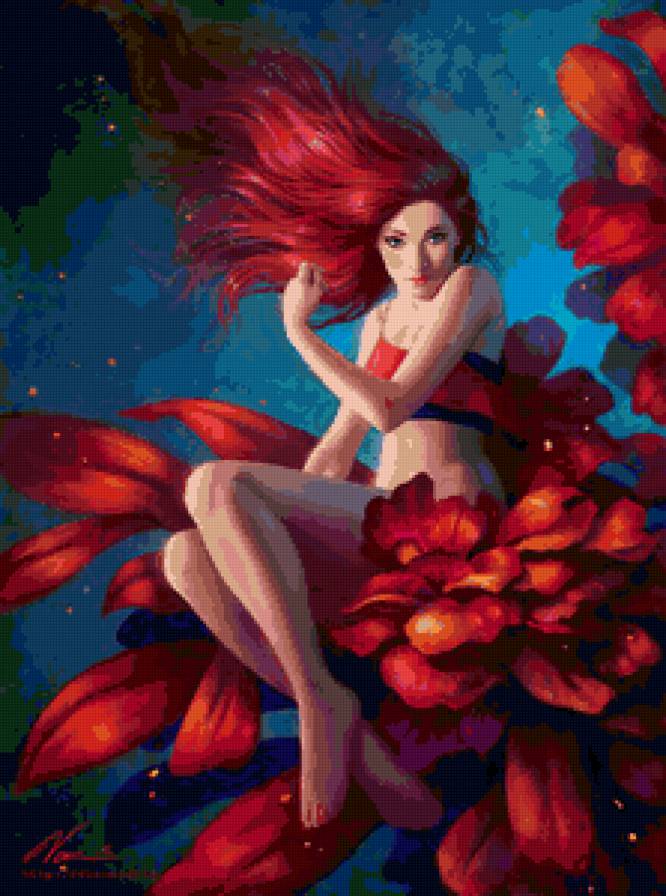 Цветочная дива - девушка, цветы, лицо - предпросмотр