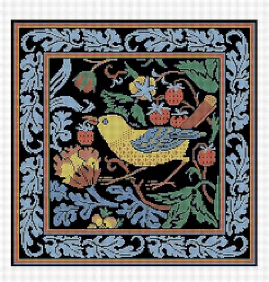 Подушка"Птицы" - птицы, живопись, орнамент, подушка - предпросмотр
