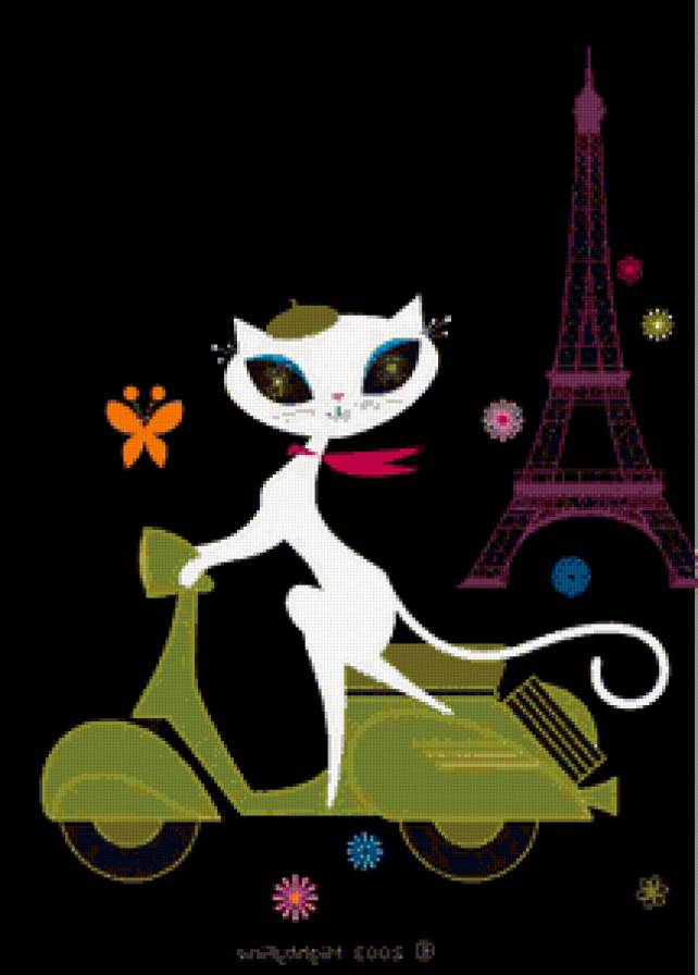 кошечка - кошка, франция, башня, животные, зверята, париж, гламур, кошки - предпросмотр